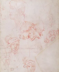 Studies van hoofden, 1508-12 (verso)